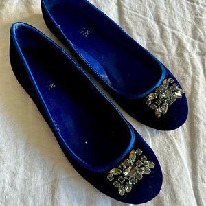 Ralph Lauren Size 8 navy blue velvet ballet flats